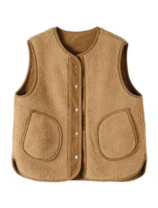 ノーカラー もこもこボワベスト　