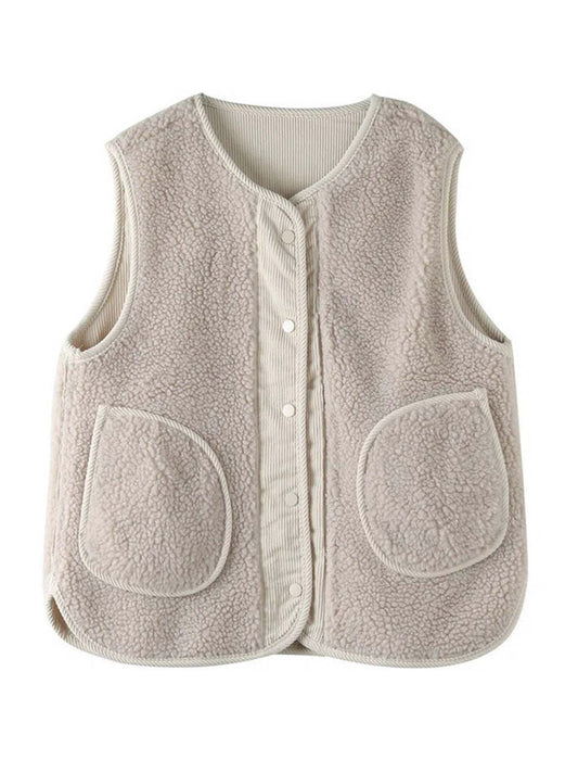 ノーカラー もこもこボワベスト　