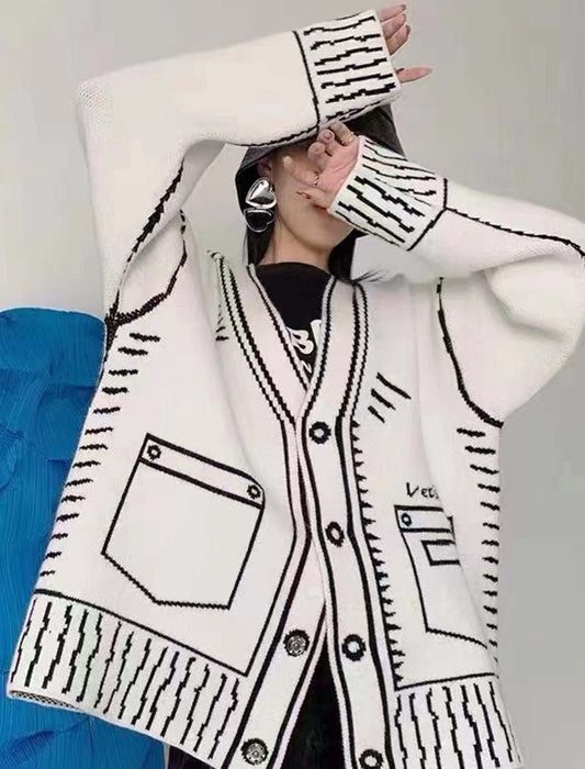 トロンプルイユオーバーサイズカーディガン