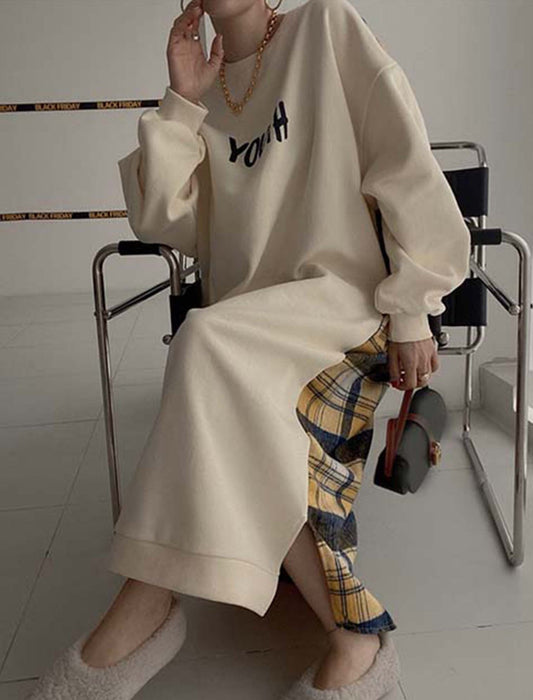 バックチェック柄切り替えワンピース