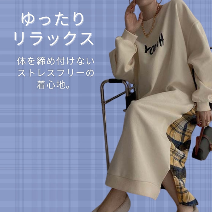 バックチェック柄切り替えワンピース