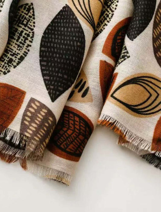 リーフプリント大判ストール