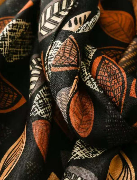 リーフプリント大判ストール