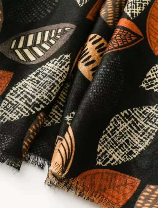 リーフプリント大判ストール