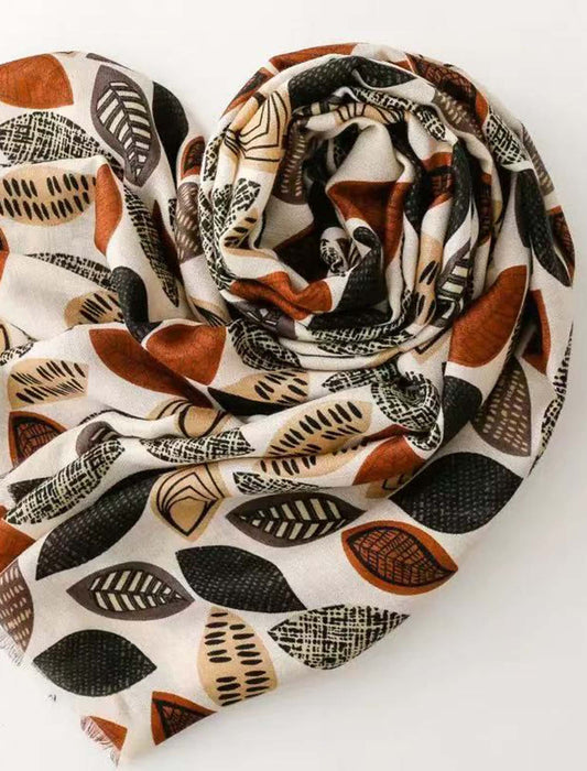 リーフプリント大判ストール