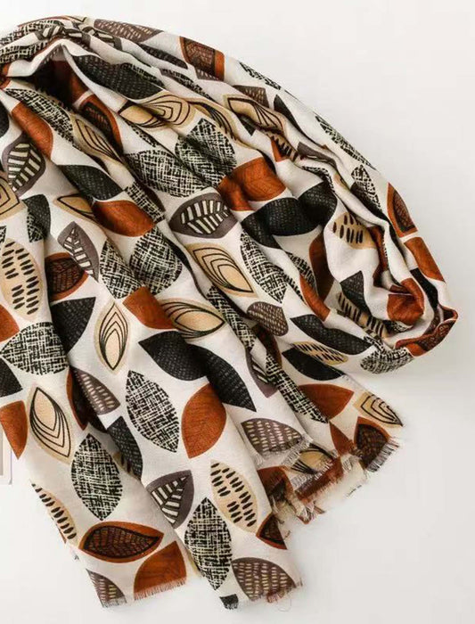 リーフプリント大判ストール