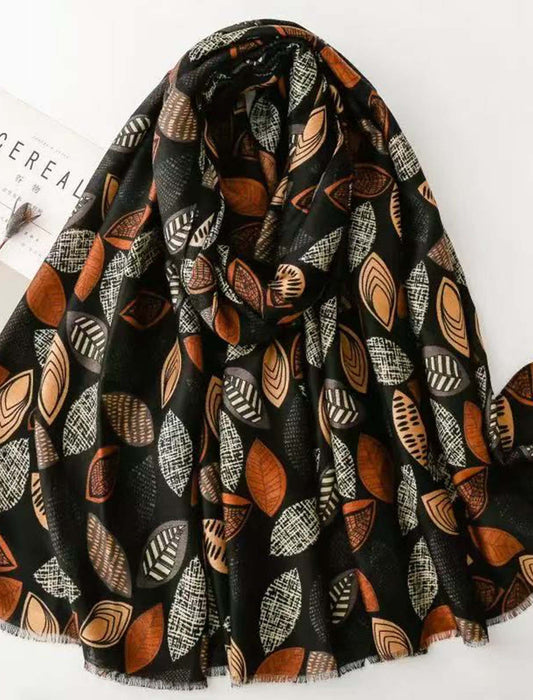 リーフプリント大判ストール