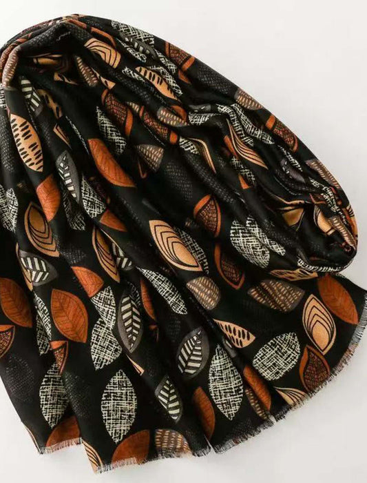 リーフプリント大判ストール