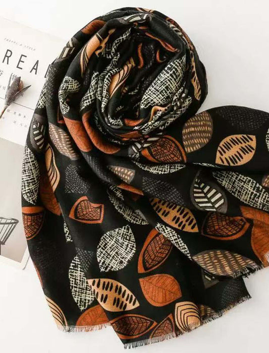 リーフプリント大判ストール