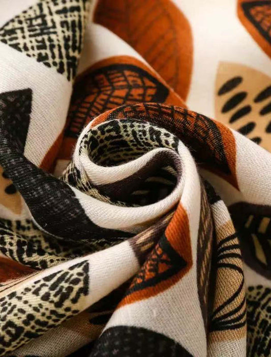 リーフプリント大判ストール