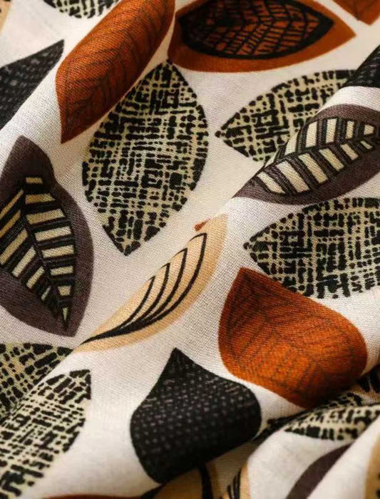 リーフプリント大判ストール