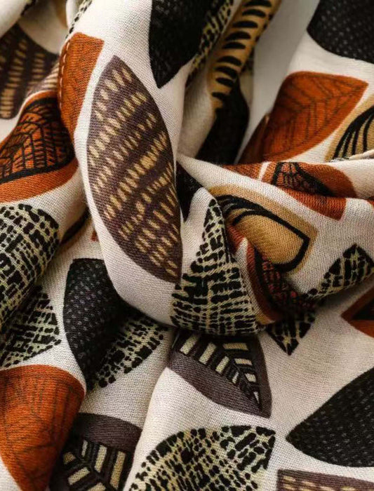 リーフプリント大判ストール