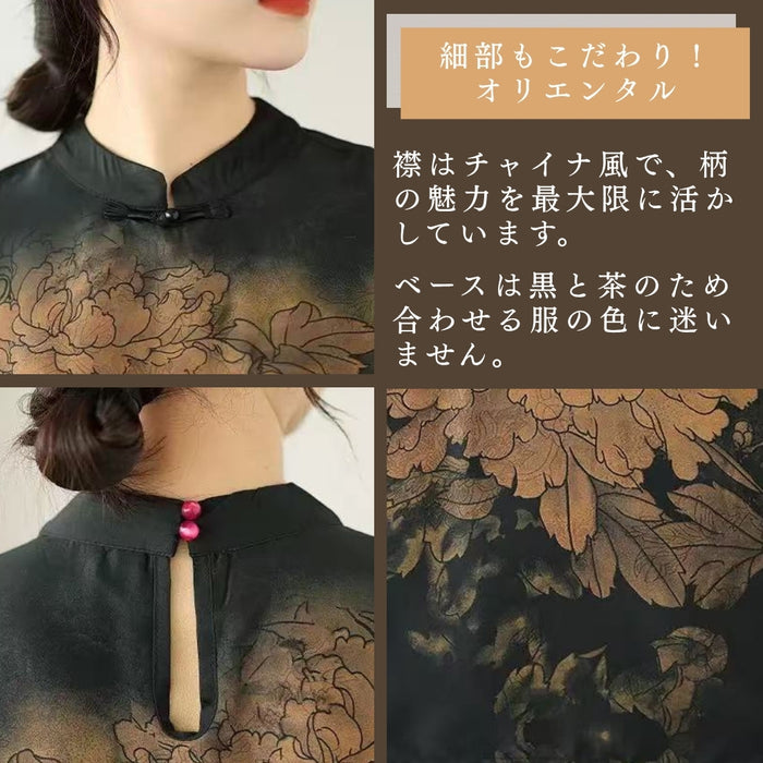 大花モチーフエレガントブラウス