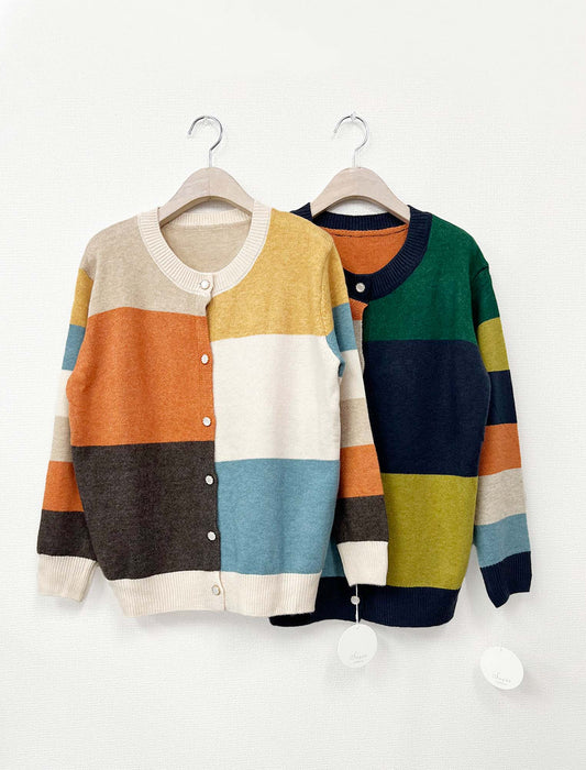 カラーブロックニットカーディガン