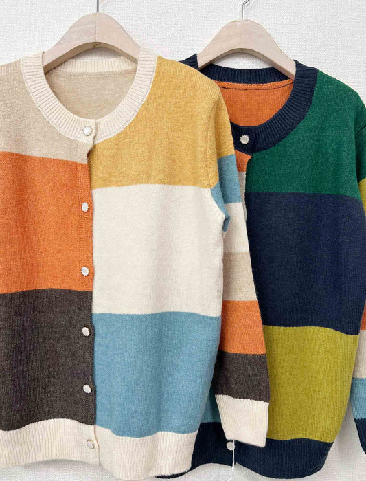 カラーブロックニットカーディガン