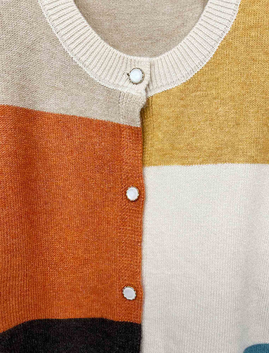 カラーブロックニットカーディガン