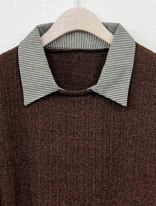 レイヤードシャツチュニック丈カットソー