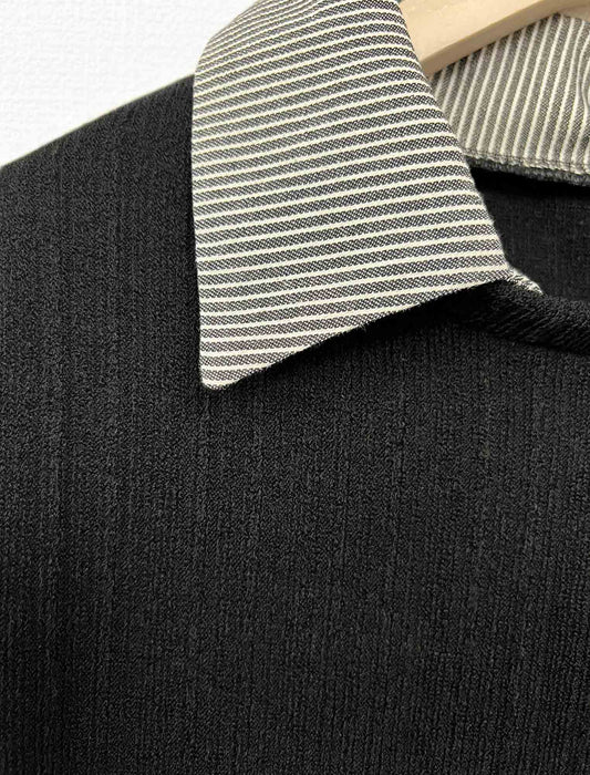 レイヤードシャツチュニック丈カットソー