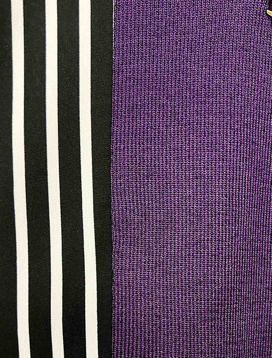 袖ストライプ切替ニットプルオーバー　