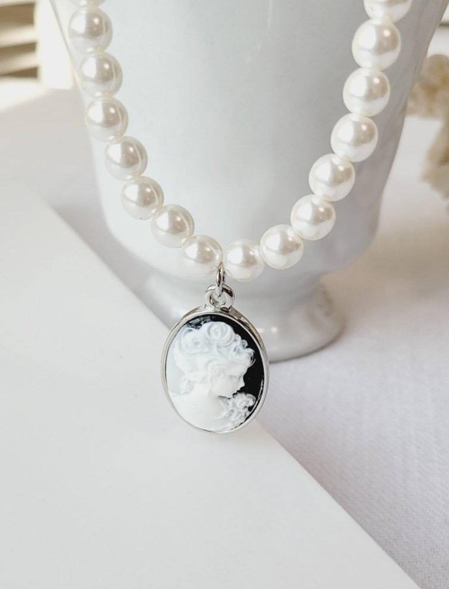 イミテーションパール＆カメオネックレス | Northmall（ノースモール