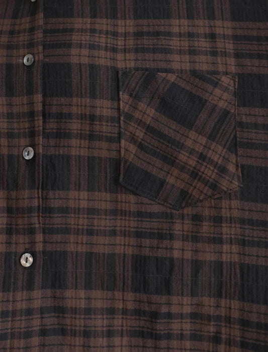 大人チェックプリントゆったりシャツ　