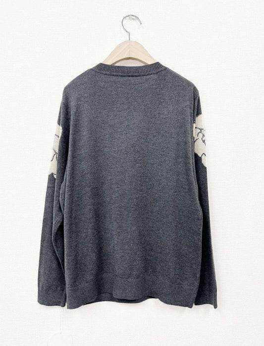 配色フラワーニットプルオーバー