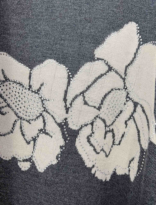 配色フラワーニットプルオーバー