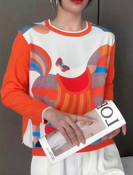 ホース＆ バタフライモチーフニット