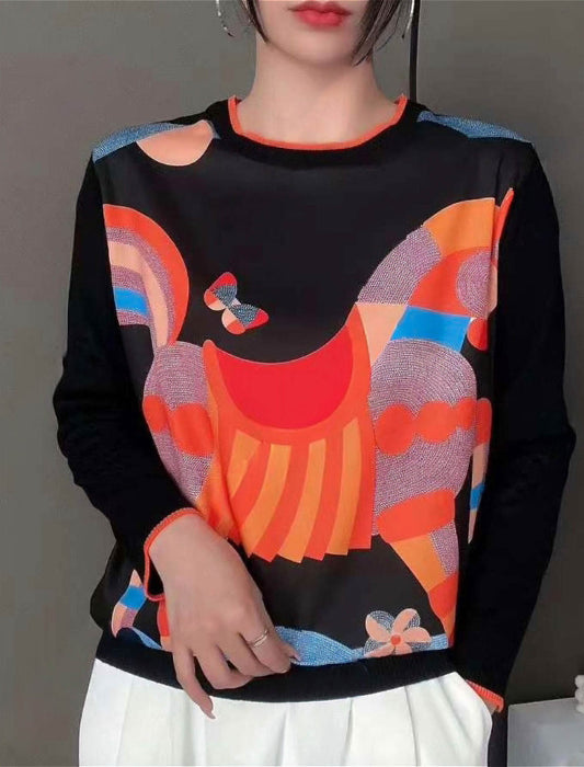 ホース＆ バタフライモチーフニット