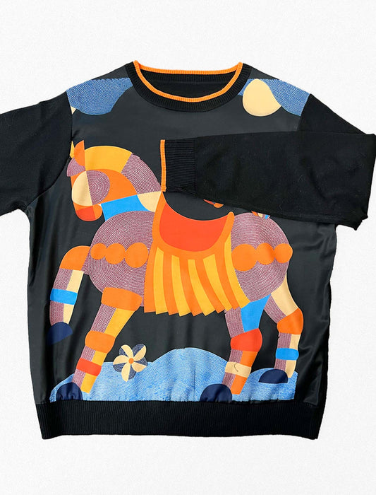 ホース＆ バタフライモチーフニット