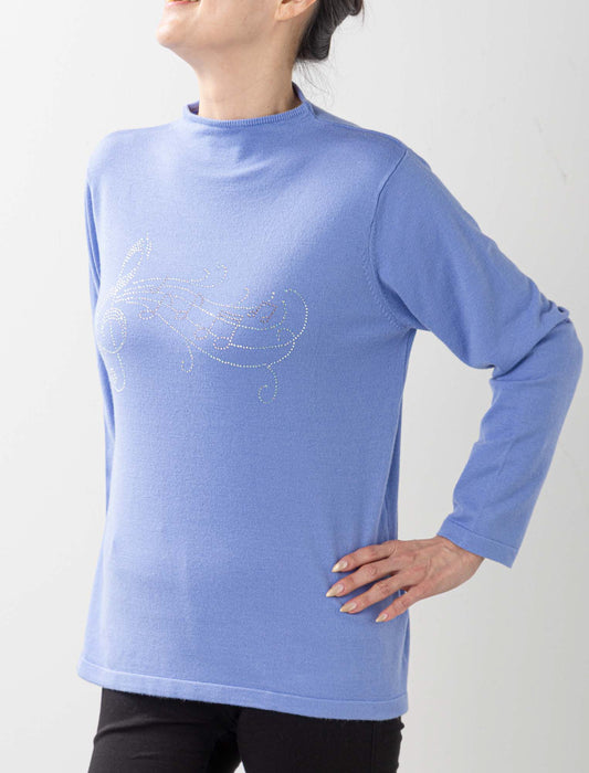 ＜Northmallオリジナル＞メロディラインストーンボトルネックニット