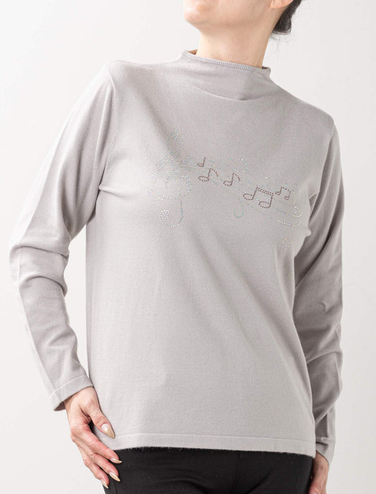 ＜Northmallオリジナル＞メロディラインストーンボトルネックニット