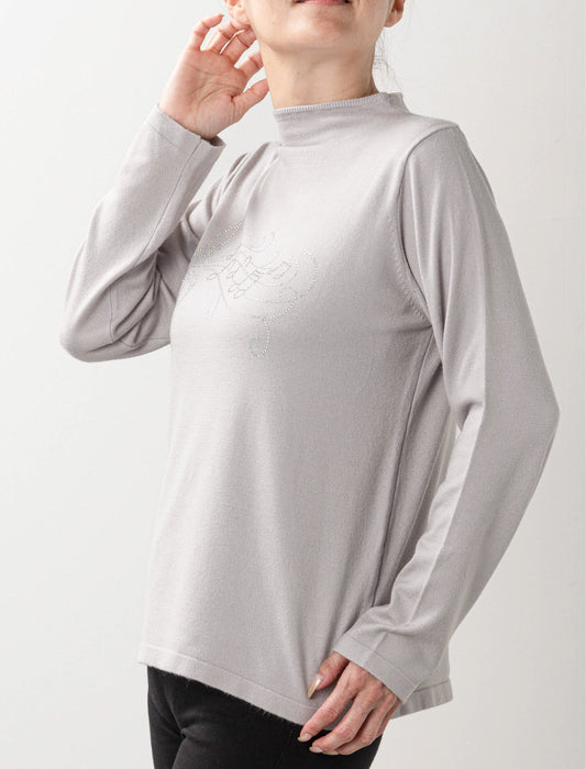 ＜Northmallオリジナル＞メロディラインストーンボトルネックニット