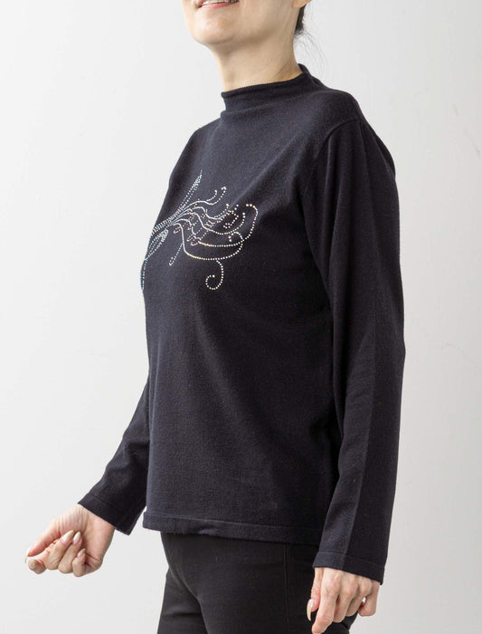 ＜Northmallオリジナル＞メロディラインストーンボトルネックニット