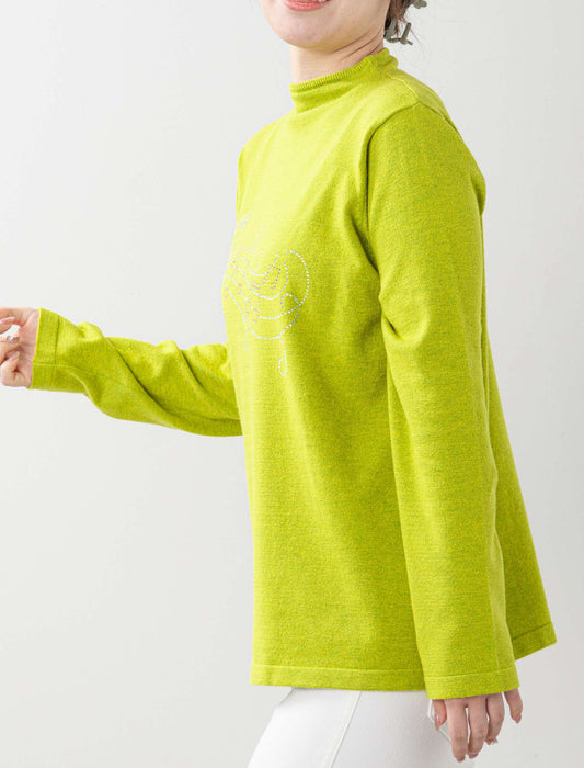 ＜Northmallオリジナル＞メロディラインストーンボトルネックニット