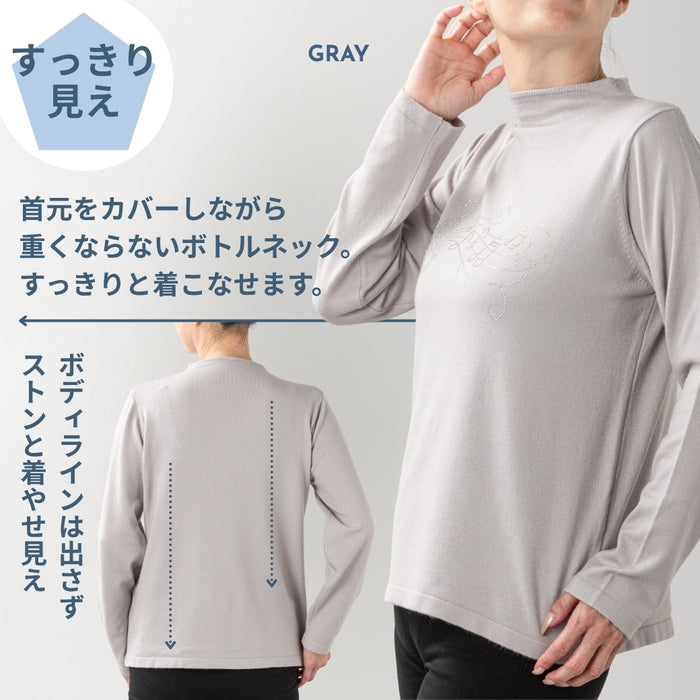 ＜Northmallオリジナル＞メロディラインストーンボトルネックニット