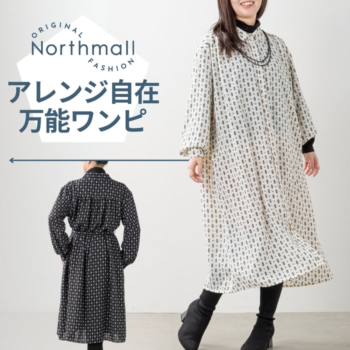 ＜Northmallオリジナル＞プリント幾何学ワンピース
