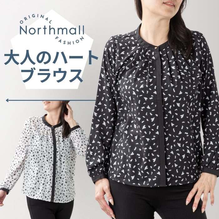 ＜Northmallオリジナル＞ハートプリントタックブラウス