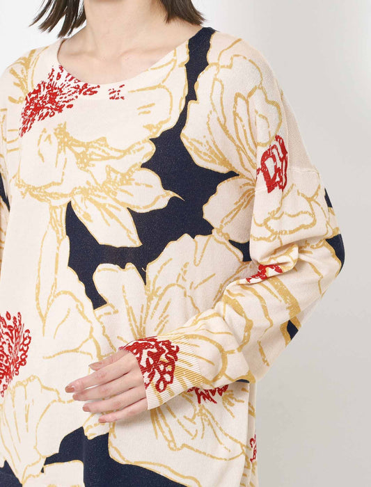 フラワーヴィンテージプリントプルオーバー