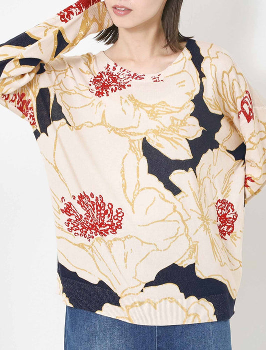 フラワーヴィンテージプリントプルオーバー