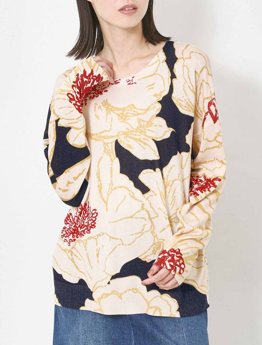 フラワーヴィンテージプリントプルオーバー