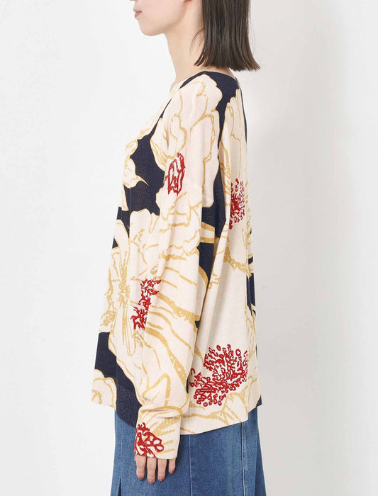 フラワーヴィンテージプリントプルオーバー