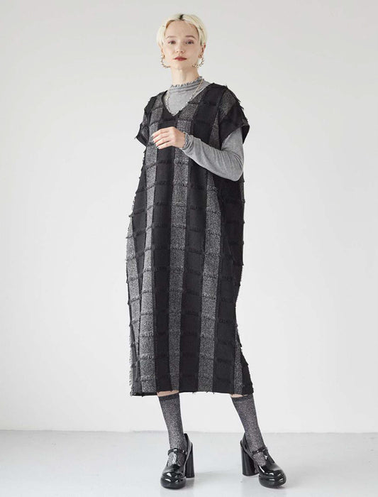 ジャガードフリンジワンピース