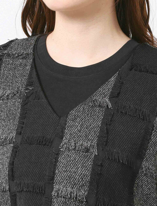 ジャガードフリンジワンピース