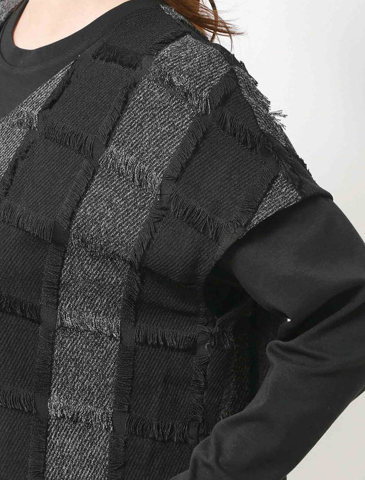 ジャガードフリンジワンピース