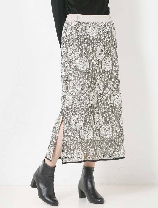 起毛レースパイピングナロースカート