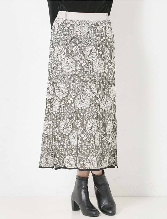 起毛レースパイピングナロースカート