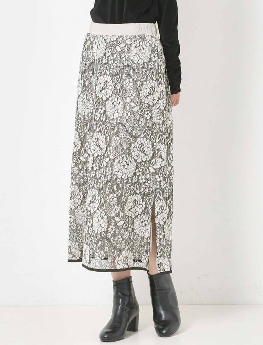 起毛レースパイピングナロースカート