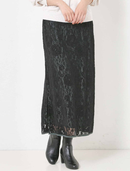 起毛レースパイピングナロースカート