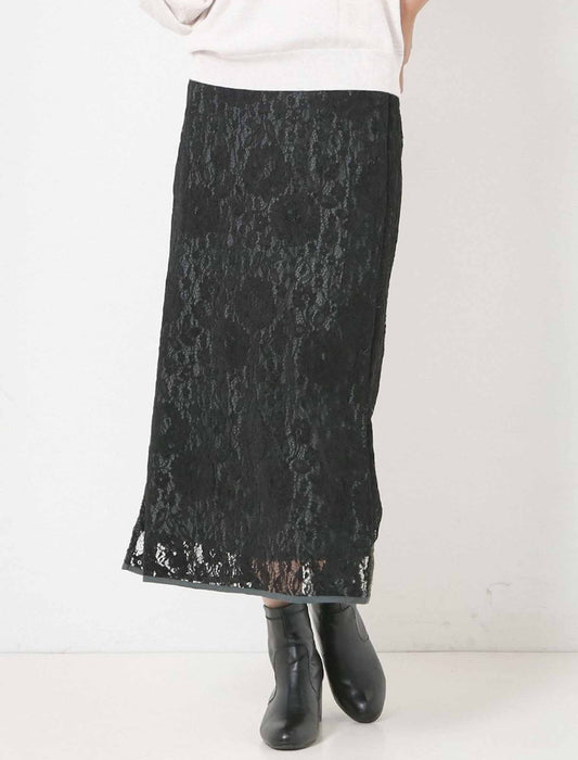 起毛レースパイピングナロースカート